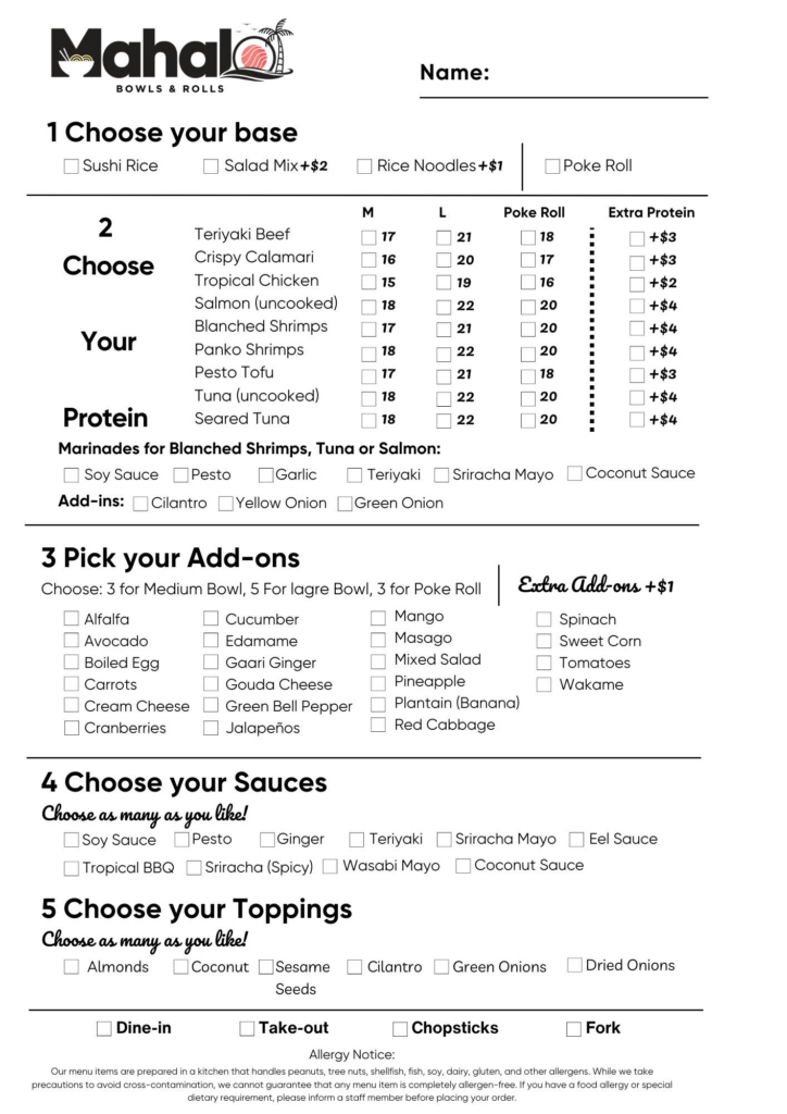 mahalo bowls & rolls