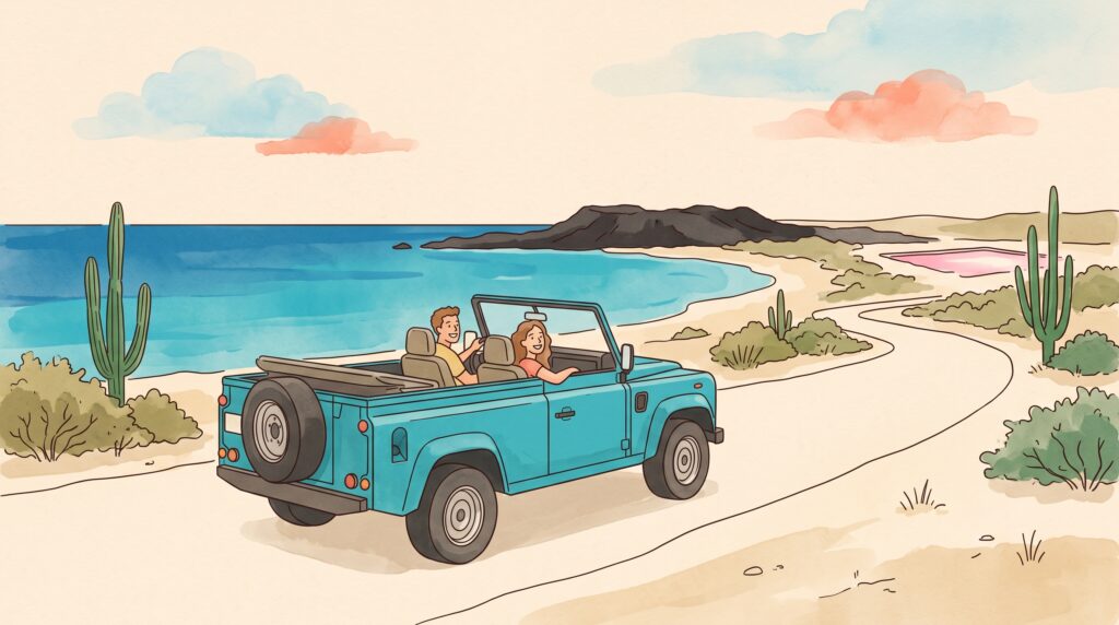 Illustratie bij Auto huren Bonaire tips: De complete gids voor een zorgeloze roadtrip